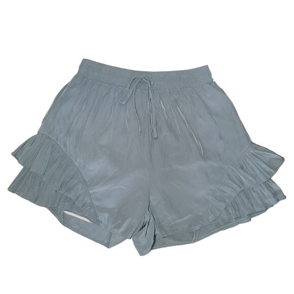 Lavender Brown Sage Ruffle Drawstring  shorts size small - Picture 1 of 8